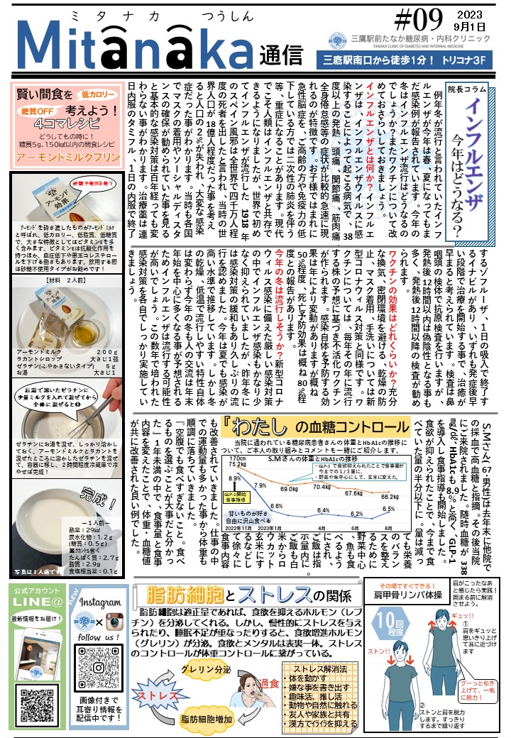 Magazine Mitanaka 2023Vol.9　　インフルエンザ今年はどうなる？